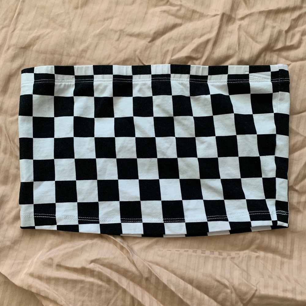 Checkered cropped tube top